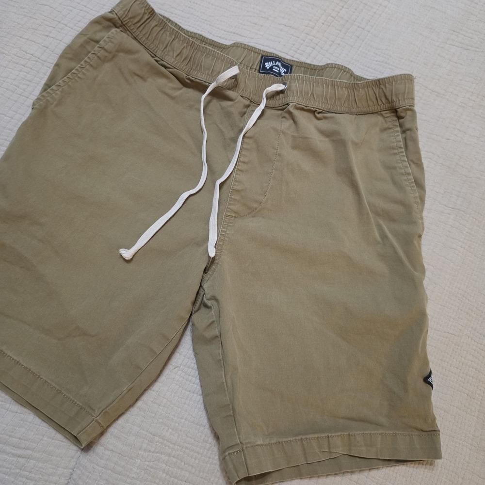 Billabong Mens Size Small Elastic Waist Shorts Khaki Versatile Drawstring
